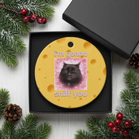 I'm Gonna Sniff You Ceramic Ornament Funny Black Cat Brainrot Meme