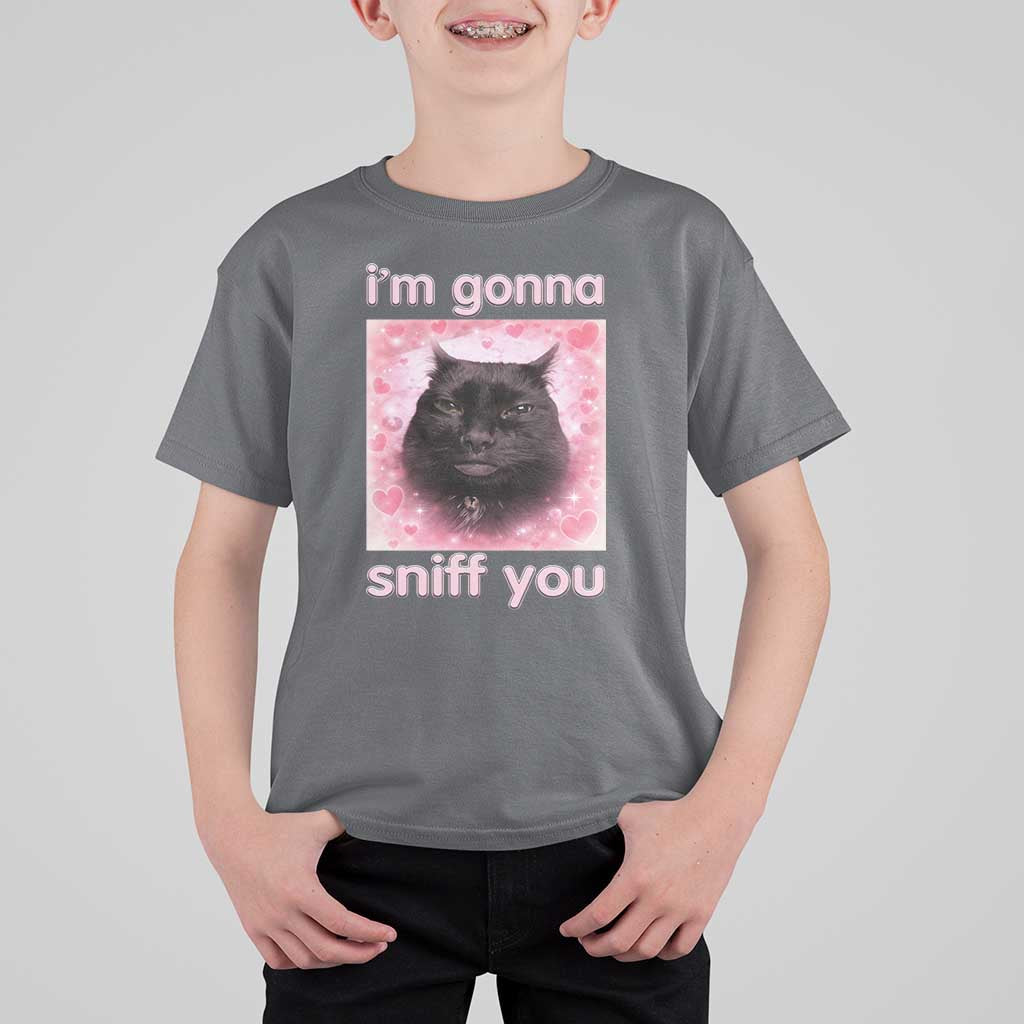 I'm Gonna Sniff You T Shirt For Kid Funny Black Cat Brainrot Meme