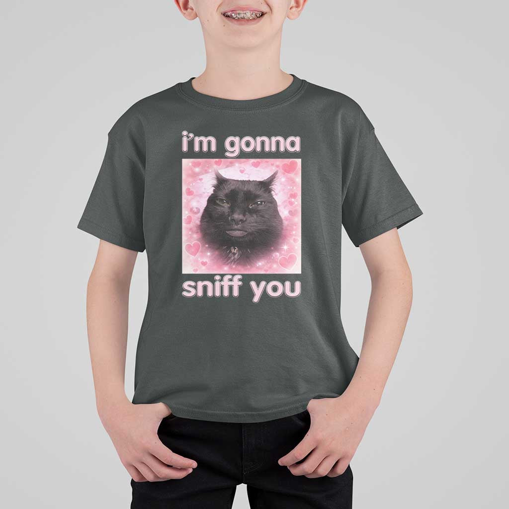 I'm Gonna Sniff You T Shirt For Kid Funny Black Cat Brainrot Meme