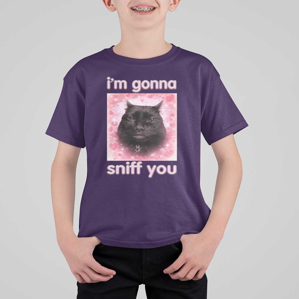 I'm Gonna Sniff You T Shirt For Kid Funny Black Cat Brainrot Meme