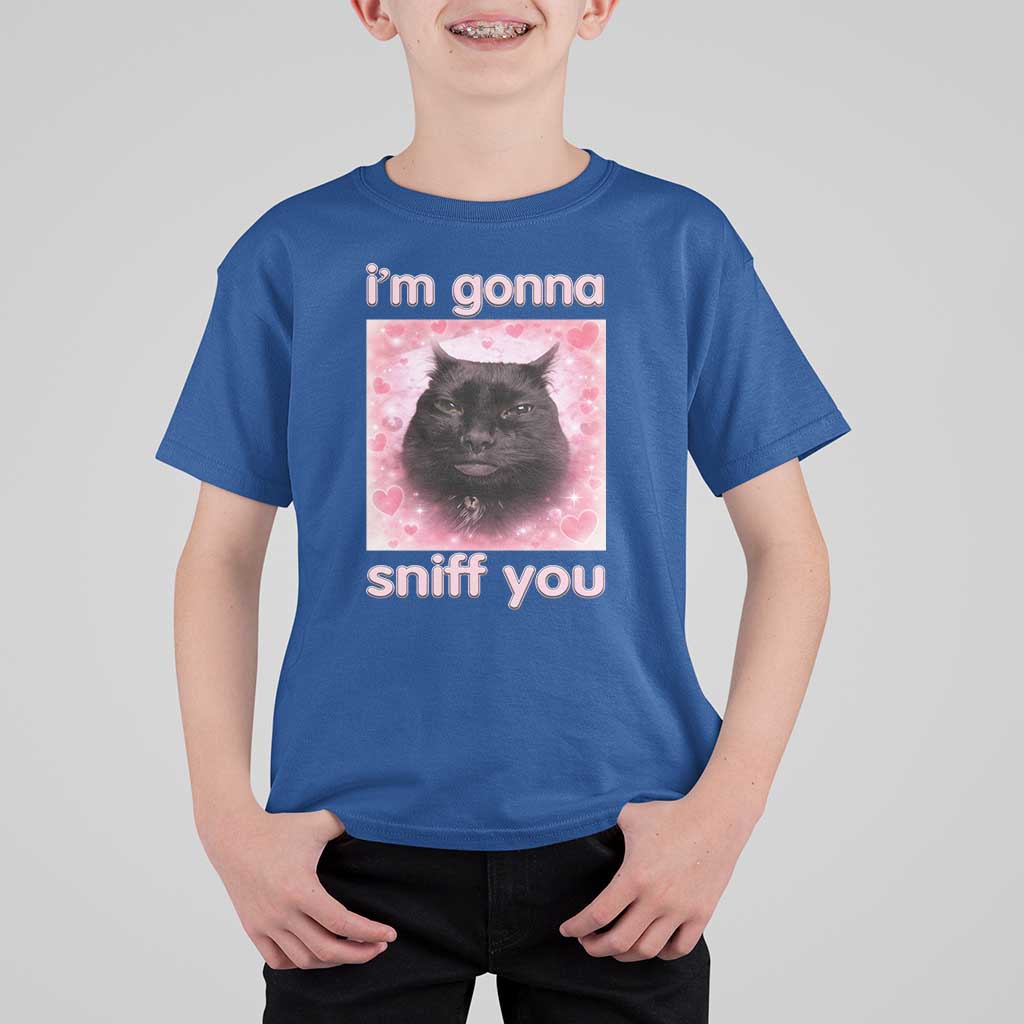 I'm Gonna Sniff You T Shirt For Kid Funny Black Cat Brainrot Meme