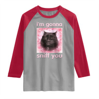 I'm Gonna Sniff You Raglan Shirt Funny Black Cat Brainrot Meme