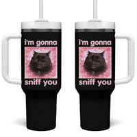I'm Gonna Sniff You Tumbler With Handle Funny Black Cat Brainrot Meme