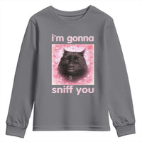 I'm Gonna Sniff You Youth Sweatshirt Funny Black Cat Brainrot Meme