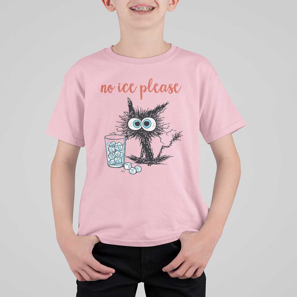 No Ice Please T Shirt For Kid Funny Black Cat Sarcastic Abolish ICE Meme