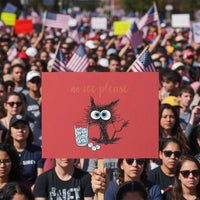 No Ice Please Protest Sign Funny Black Cat Sarcastic Abolish ICE Meme