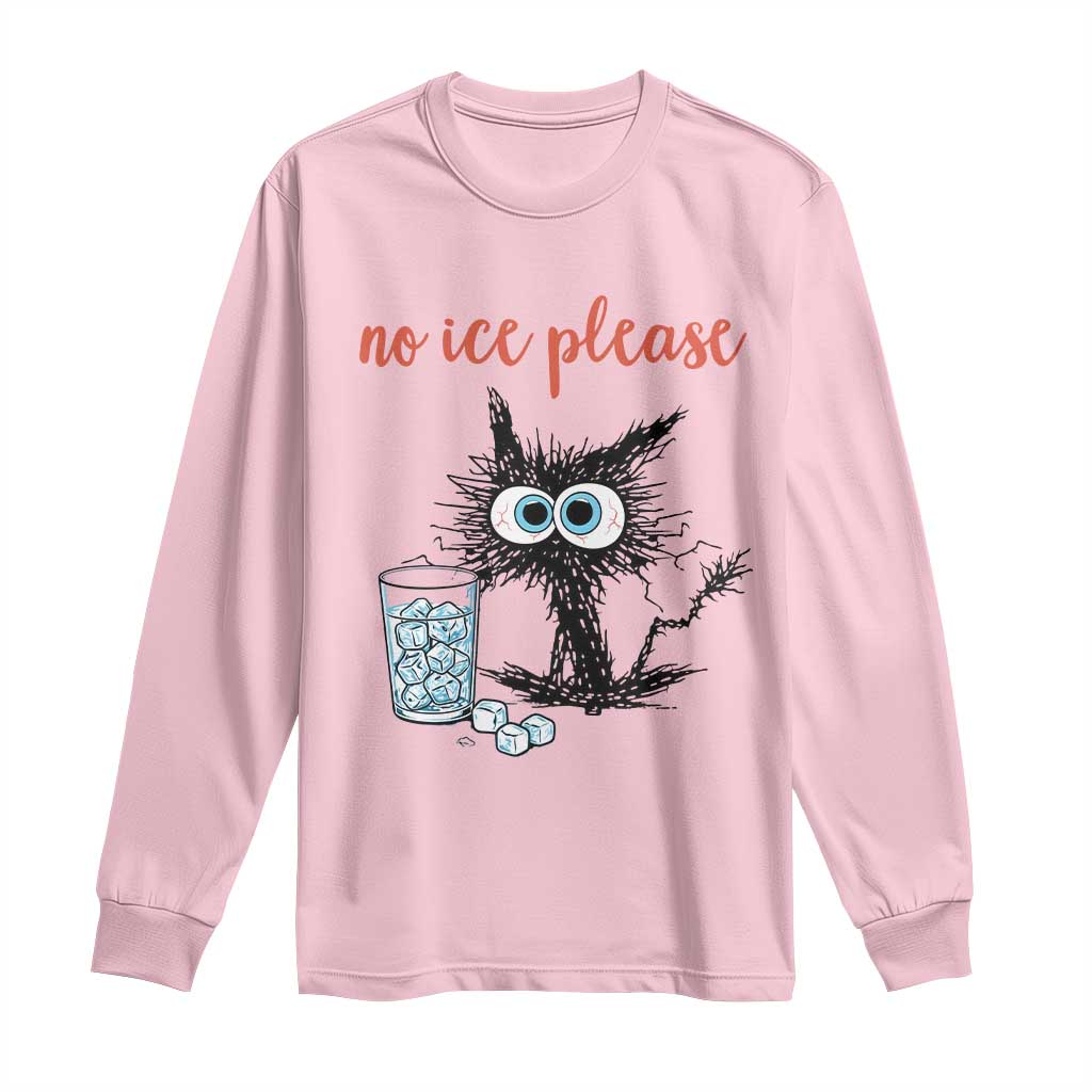 No Ice Please Long Sleeve Shirt Funny Black Cat Sarcastic Abolish ICE Meme