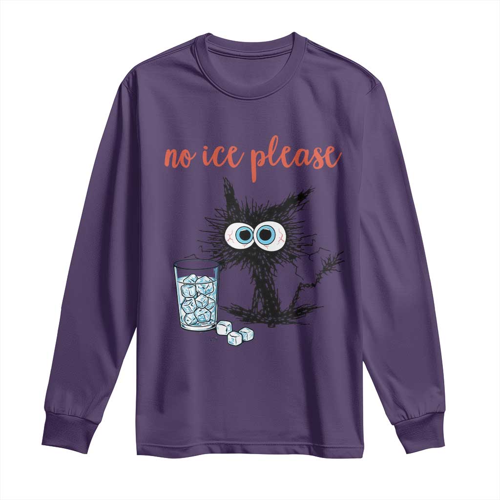 No Ice Please Long Sleeve Shirt Funny Black Cat Sarcastic Abolish ICE Meme