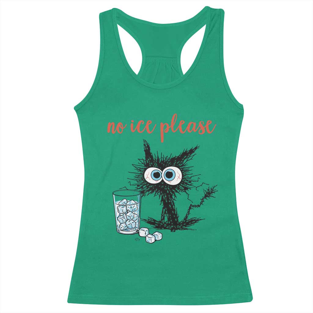 No Ice Please Racerback Tank Top Funny Black Cat Sarcastic Abolish ICE Meme