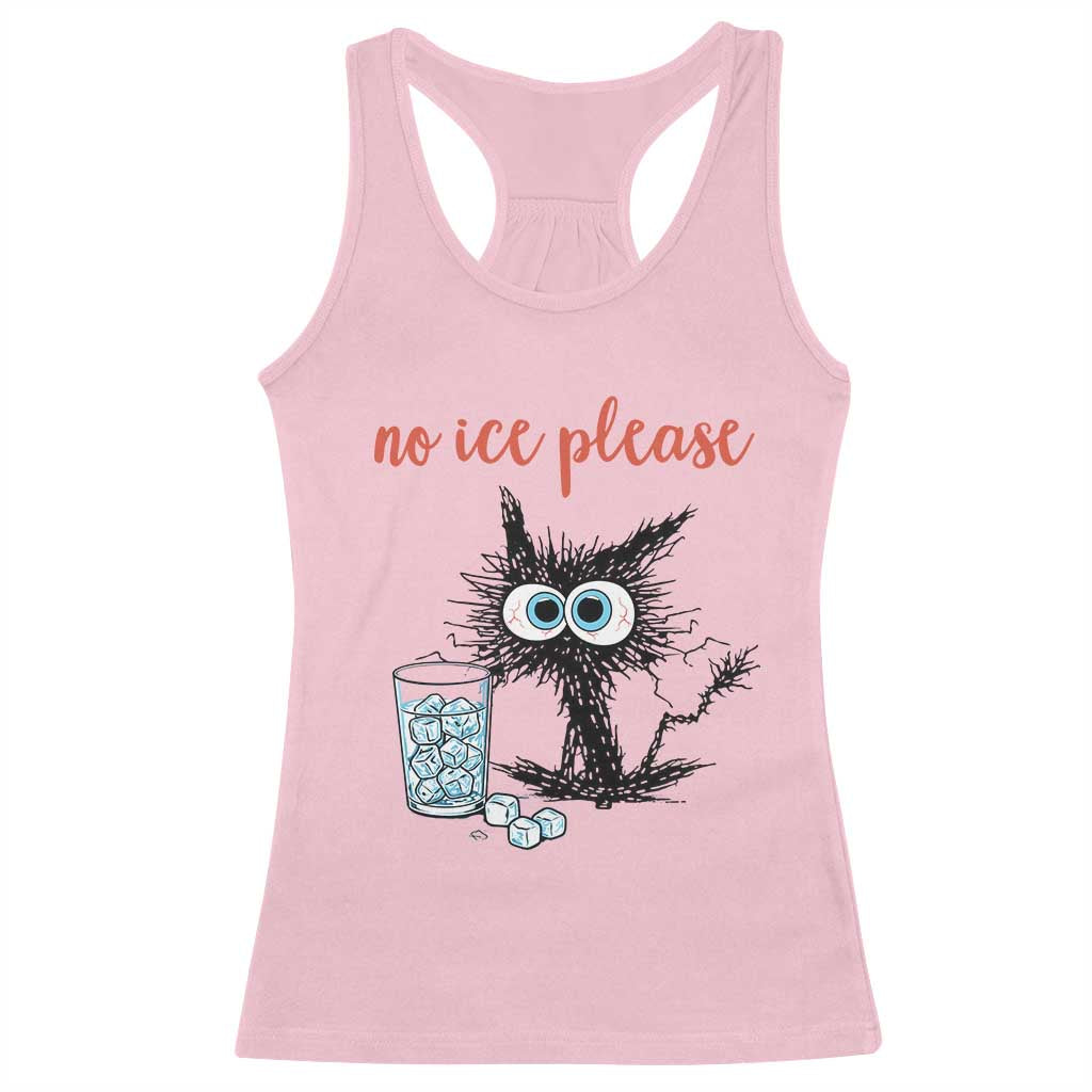 No Ice Please Racerback Tank Top Funny Black Cat Sarcastic Abolish ICE Meme