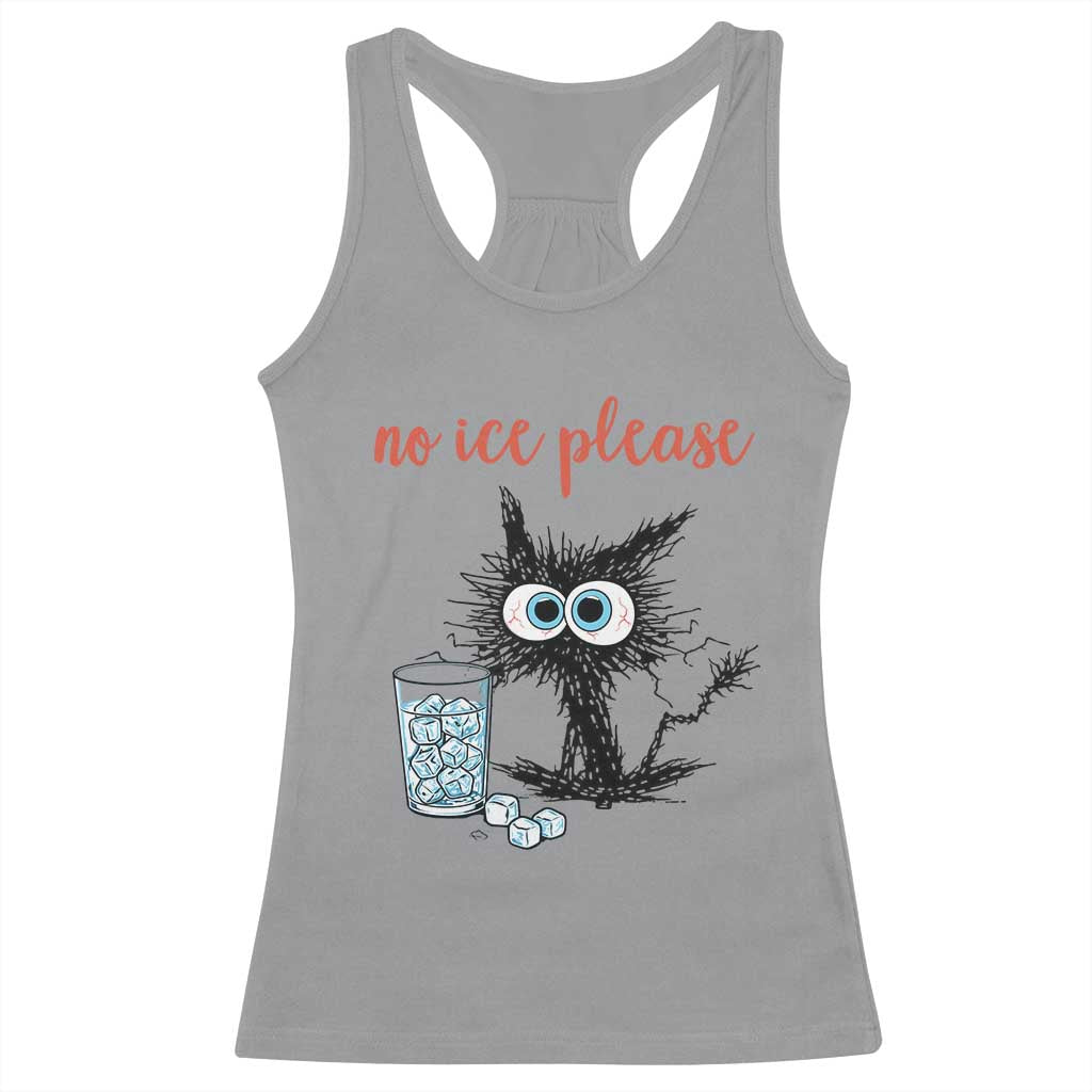No Ice Please Racerback Tank Top Funny Black Cat Sarcastic Abolish ICE Meme