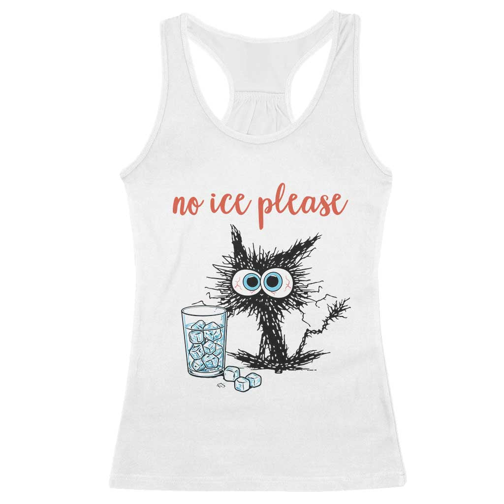 No Ice Please Racerback Tank Top Funny Black Cat Sarcastic Abolish ICE Meme