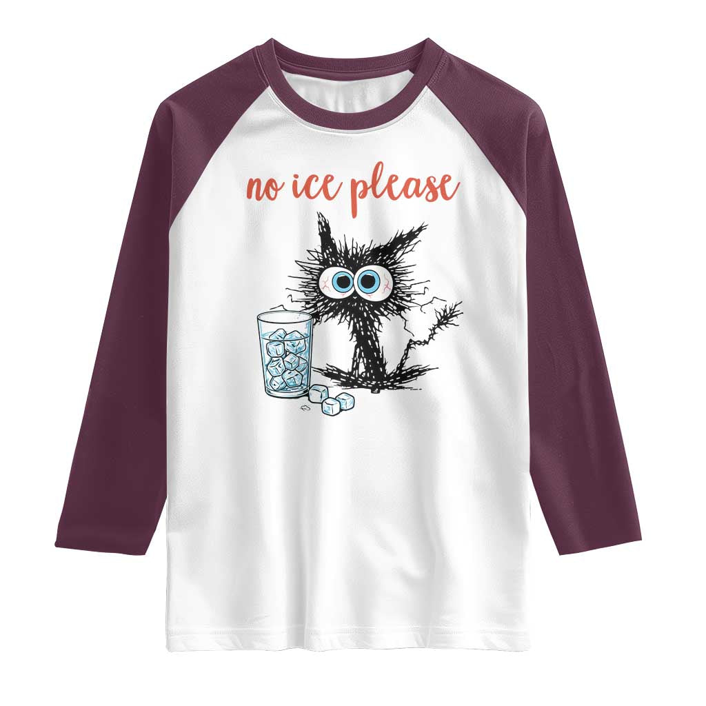 No Ice Please Raglan Shirt Funny Black Cat Sarcastic Abolish ICE Meme