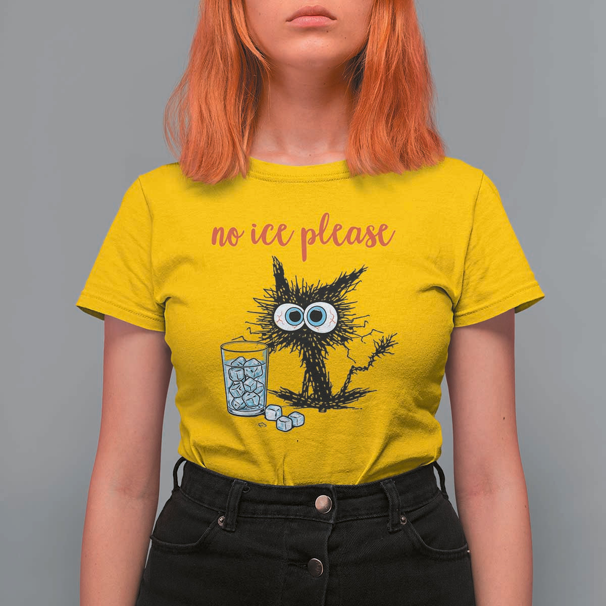 No Ice Please T Shirt For Women Funny Black Cat Sarcastic Abolish ICE Meme