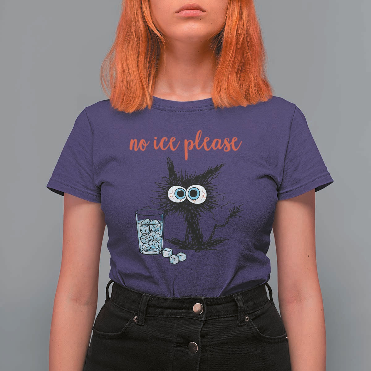 No Ice Please T Shirt For Women Funny Black Cat Sarcastic Abolish ICE Meme