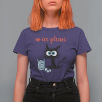 No Ice Please T Shirt For Women Funny Black Cat Sarcastic Abolish ICE Meme