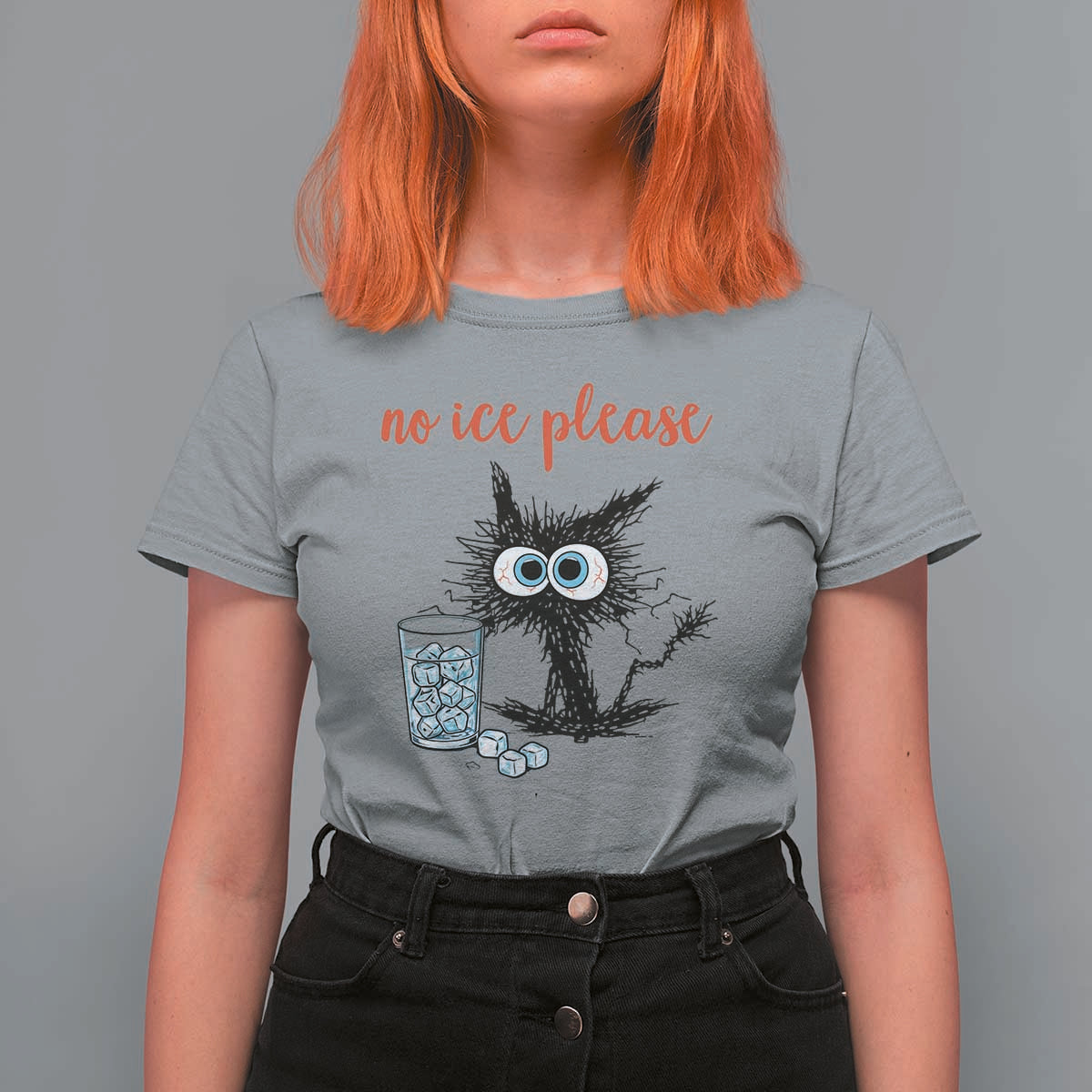 No Ice Please T Shirt For Women Funny Black Cat Sarcastic Abolish ICE Meme