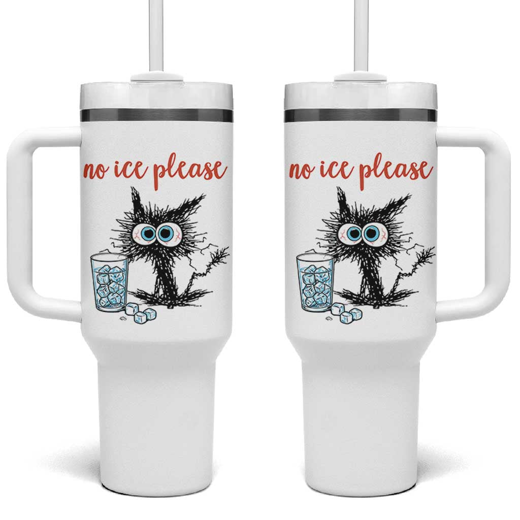 No Ice Please Tumbler With Handle Funny Black Cat Sarcastic Abolish ICE Meme