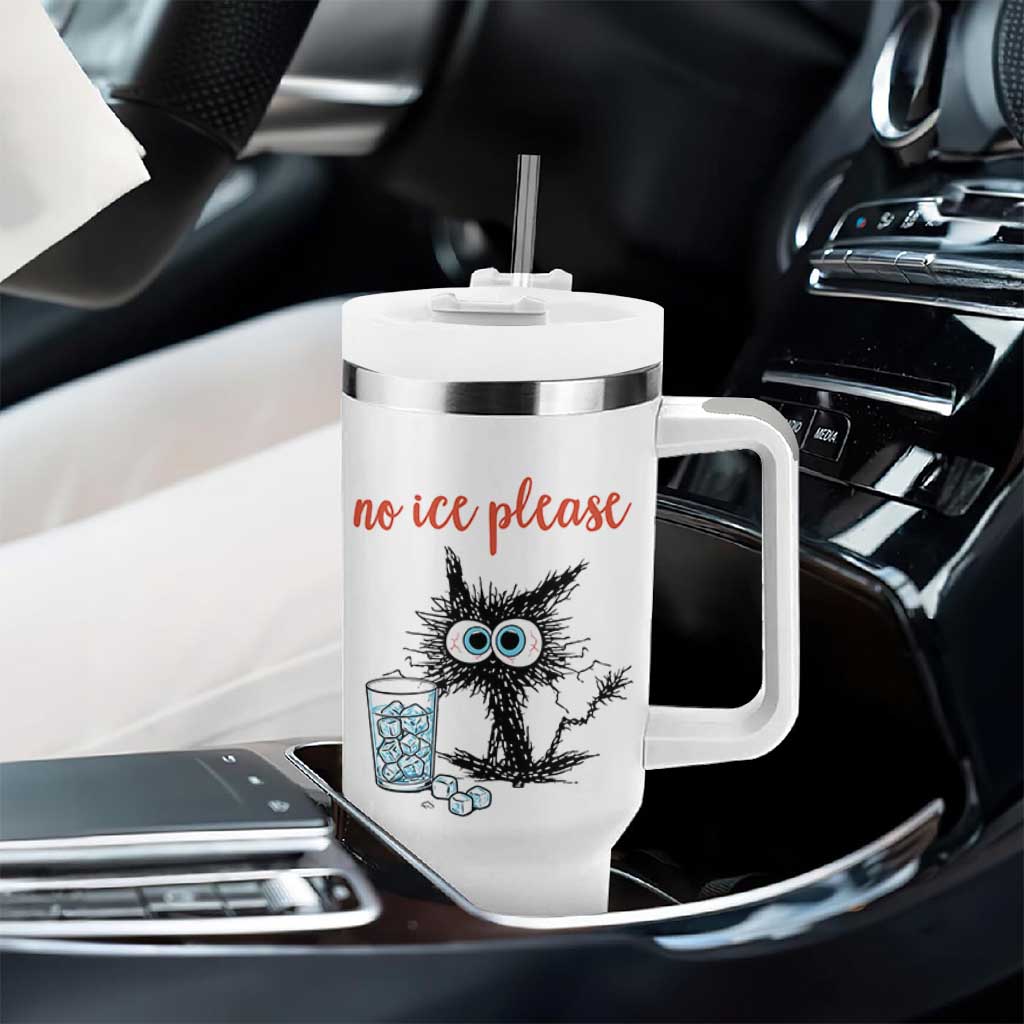 No Ice Please Tumbler With Handle Funny Black Cat Sarcastic Abolish ICE Meme