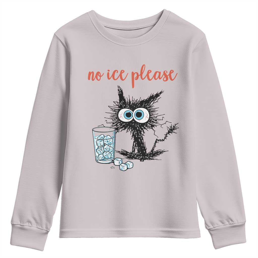 No Ice Please Youth Sweatshirt Funny Black Cat Sarcastic Abolish ICE Meme