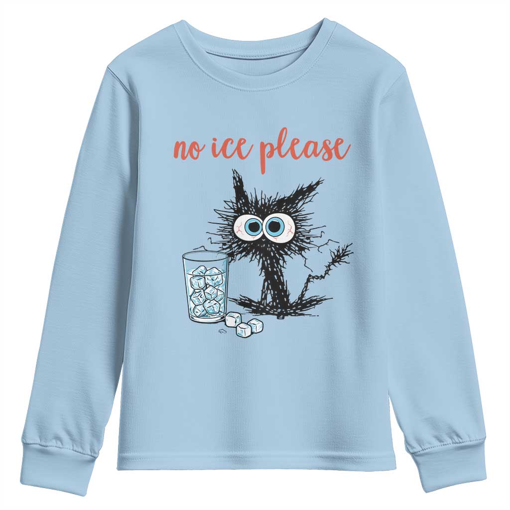 No Ice Please Youth Sweatshirt Funny Black Cat Sarcastic Abolish ICE Meme