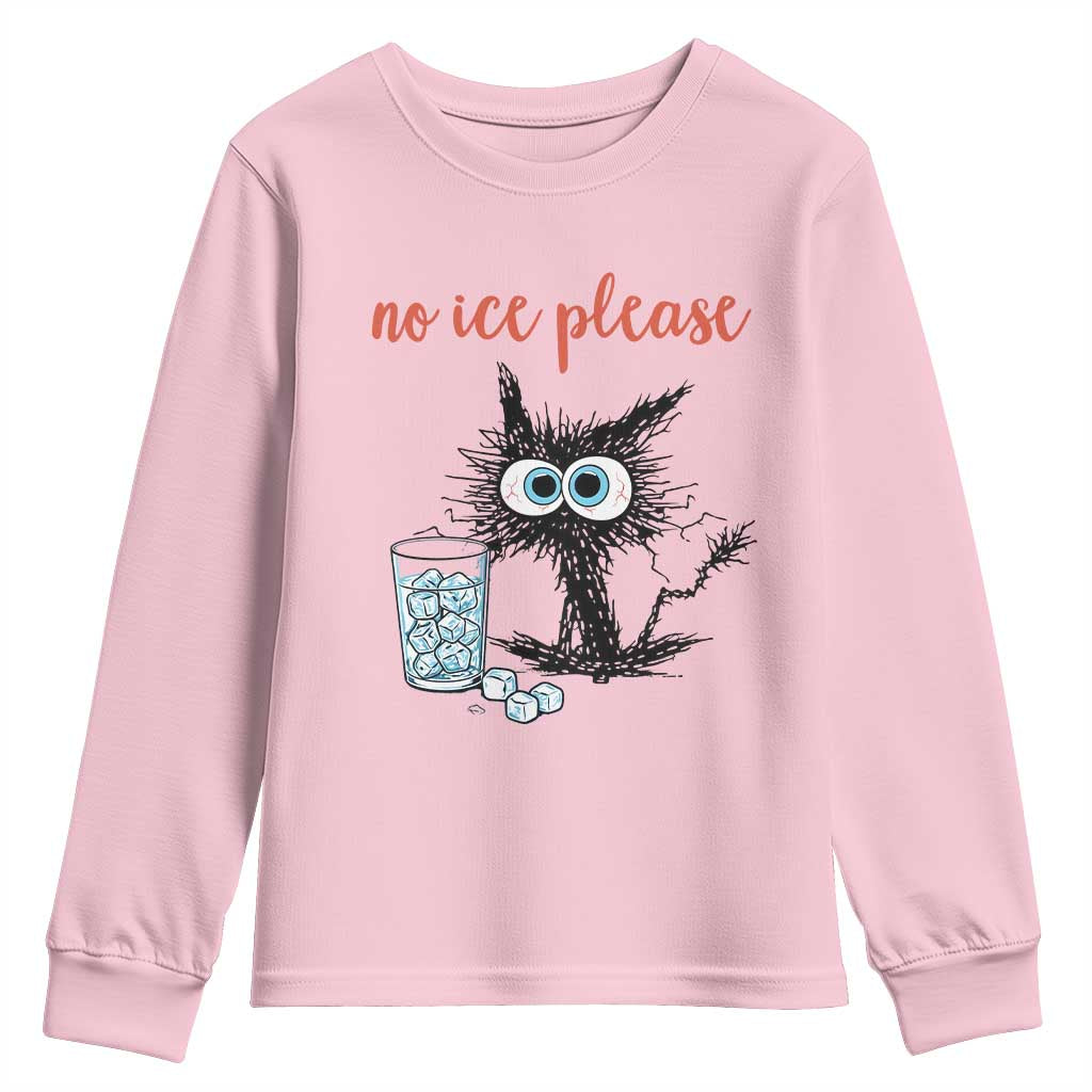 No Ice Please Youth Sweatshirt Funny Black Cat Sarcastic Abolish ICE Meme