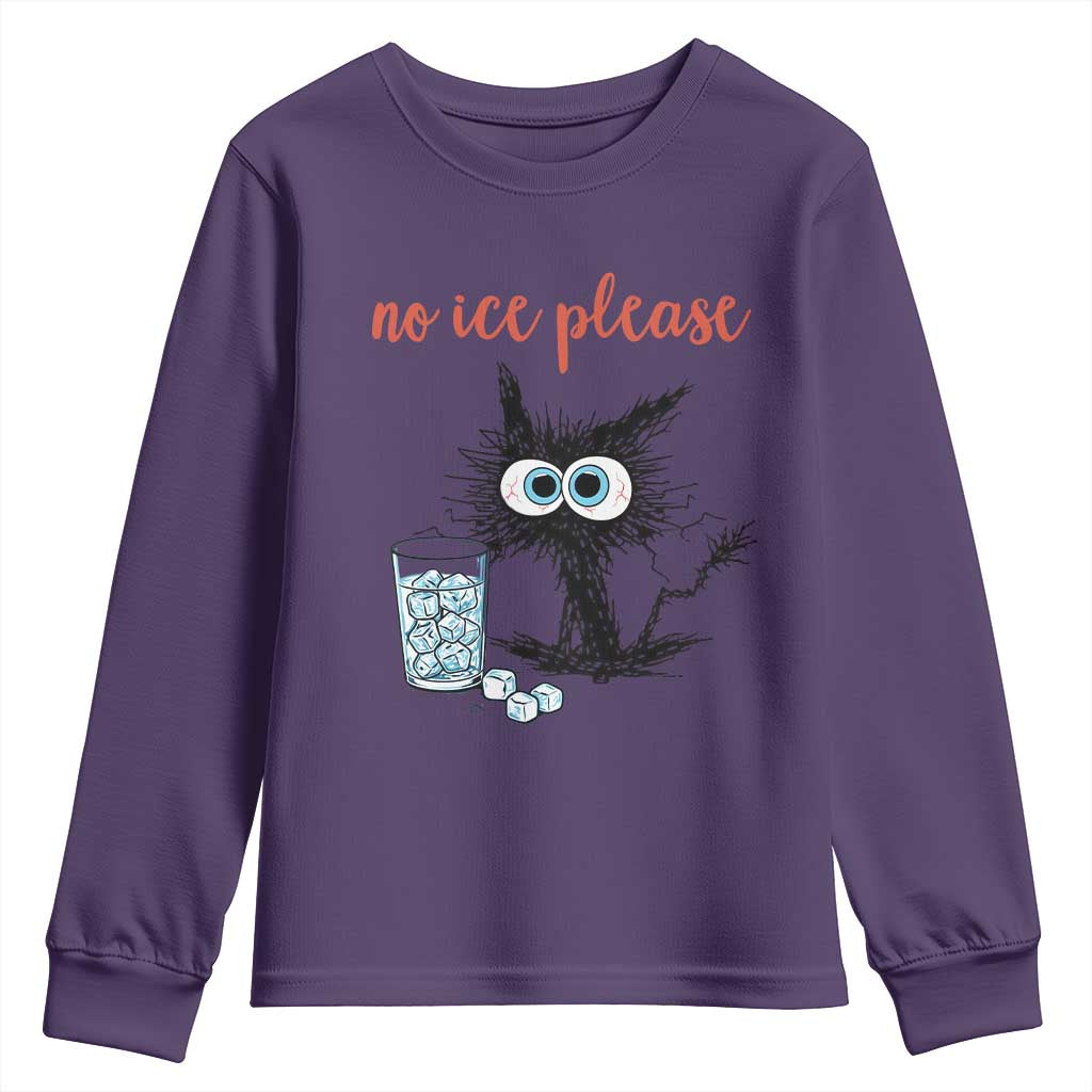No Ice Please Youth Sweatshirt Funny Black Cat Sarcastic Abolish ICE Meme