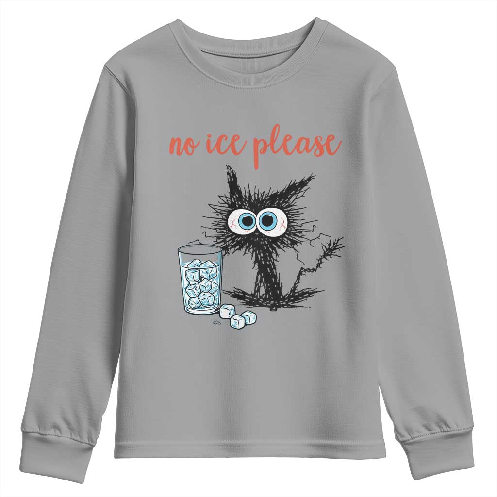 No Ice Please Youth Sweatshirt Funny Black Cat Sarcastic Abolish ICE Meme