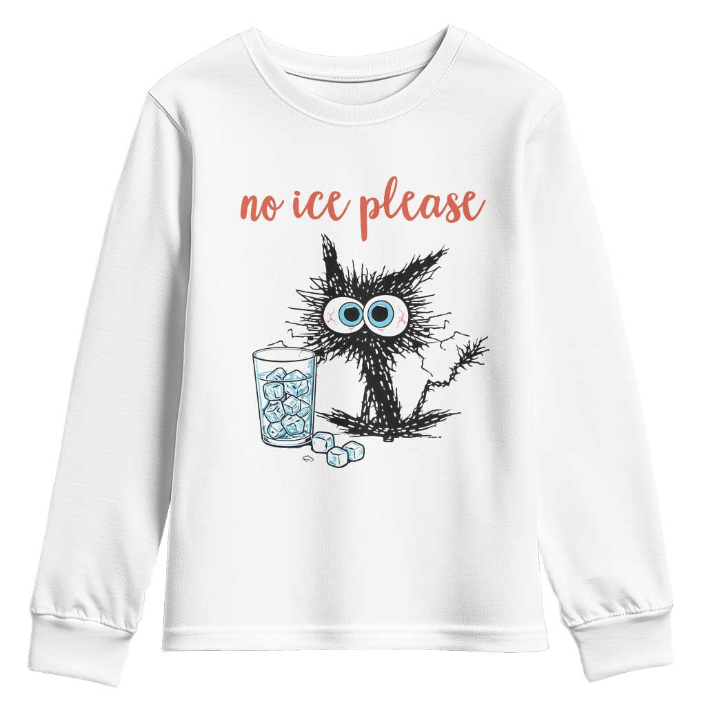 No Ice Please Youth Sweatshirt Funny Black Cat Sarcastic Abolish ICE Meme