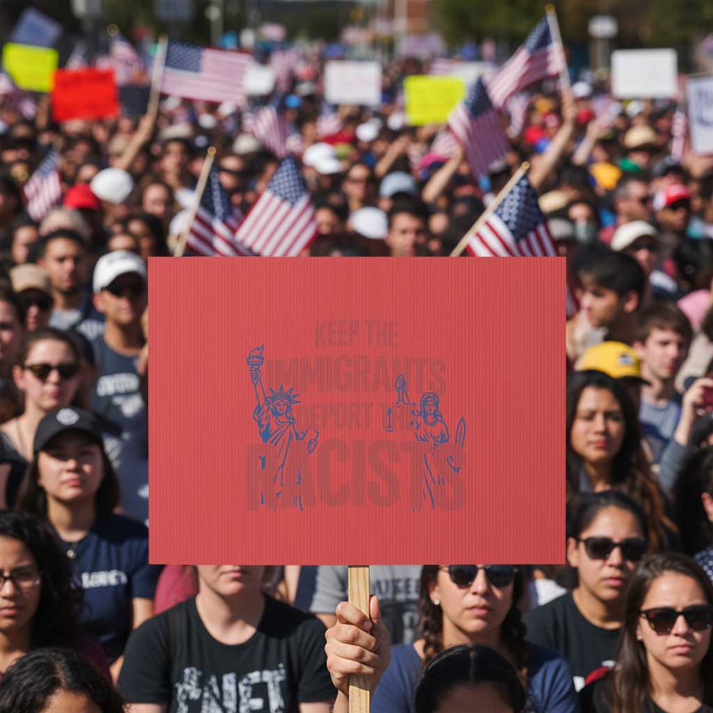 Keep The Immigrants Deport The Racists Protest Sign Statue Of Liberty Anti Racism Political Statement