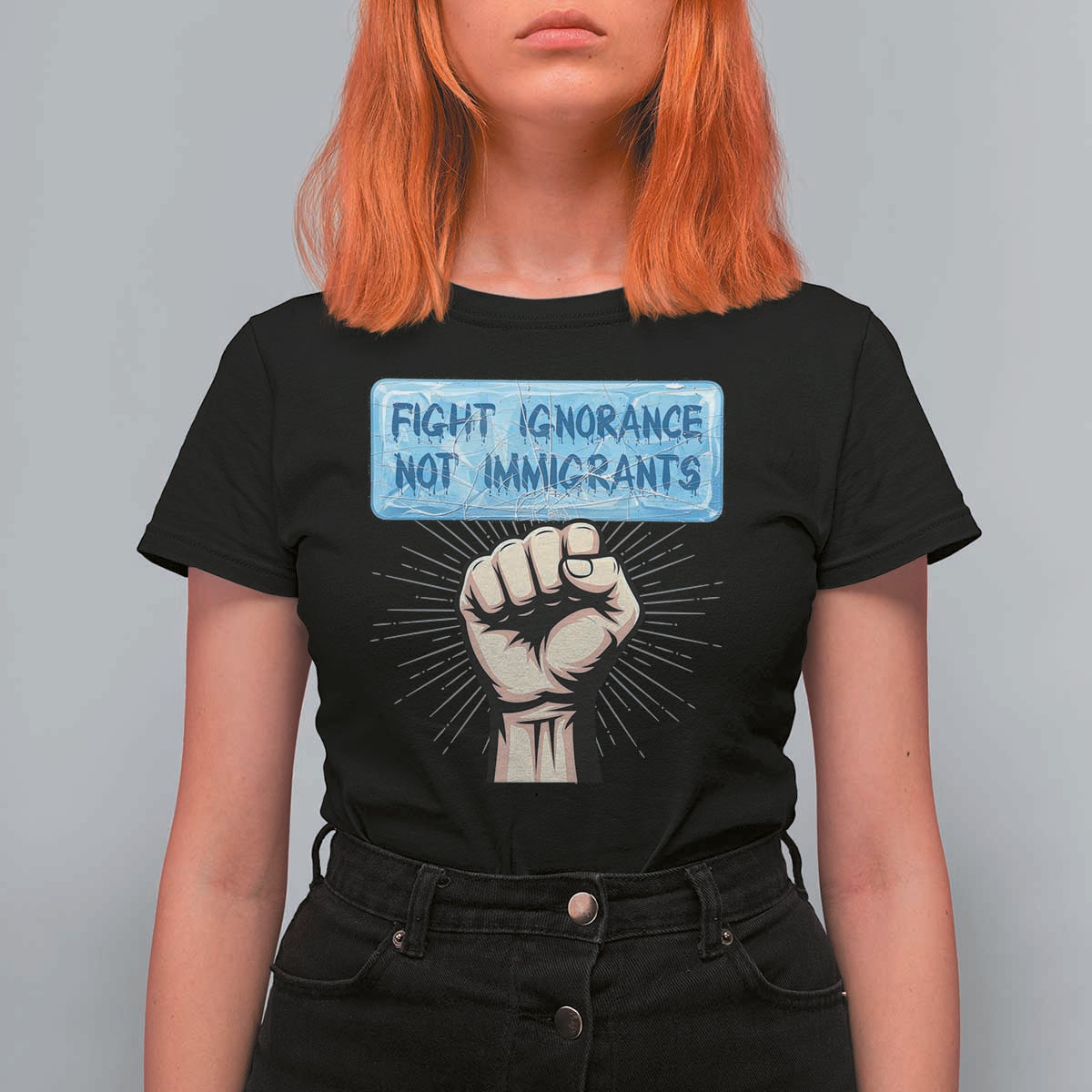 Fight Ignorance Not Immigrants T Shirt For Women Antiracist Human Rights Political Protest Anti ICE
