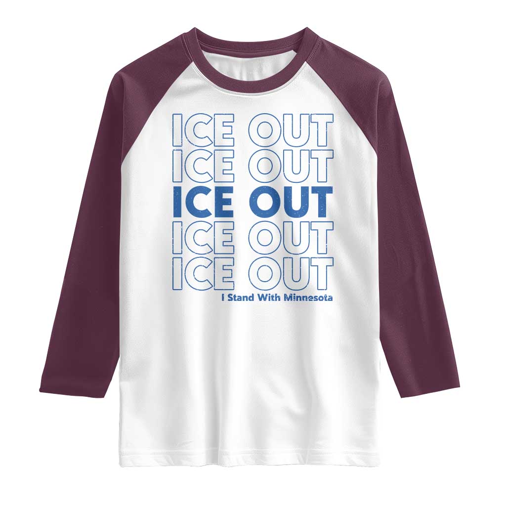 ICE Out Raglan Shirt I Stand With Minnesota Minneapolis Anti ICE