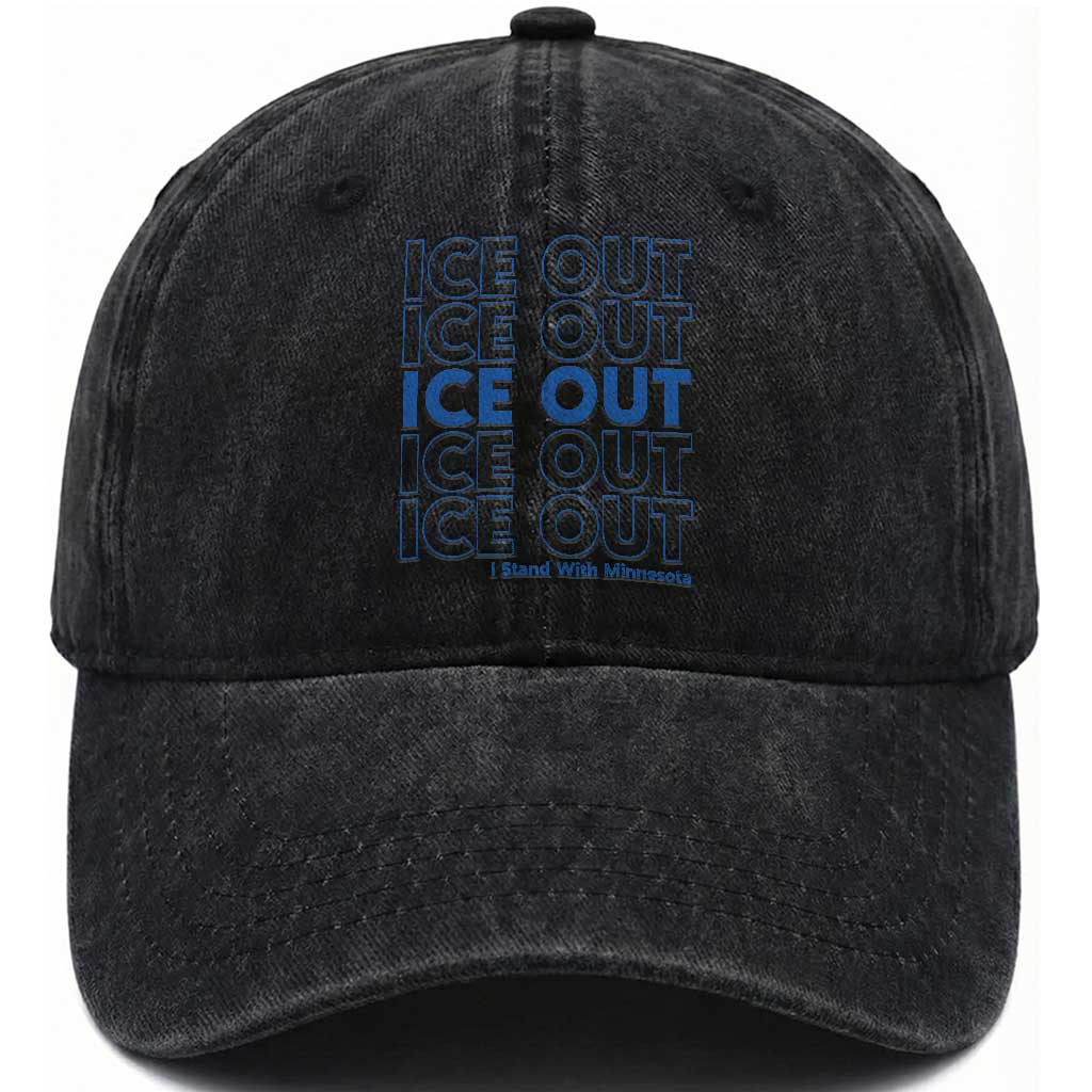 ICE Out Washed Cotton Baseball Cap I Stand With Minnesota Minneapolis Anti ICE