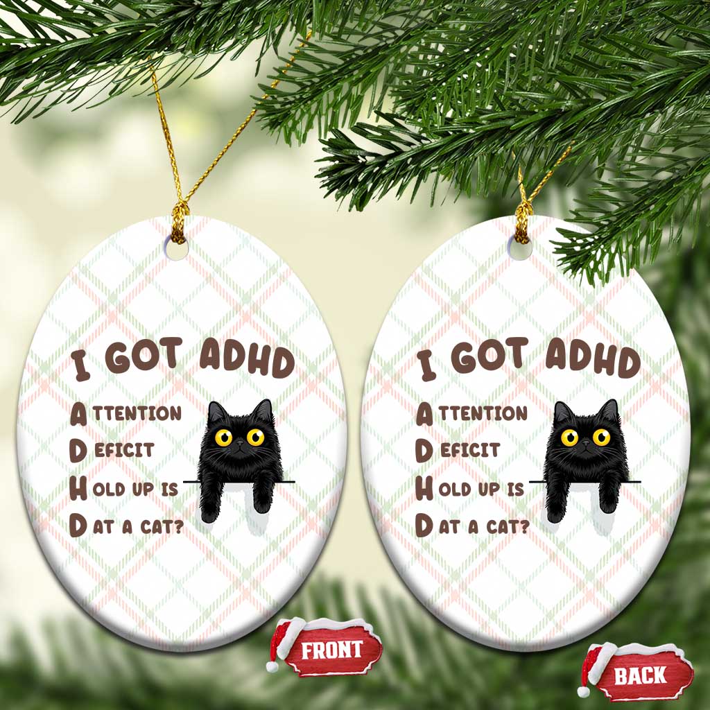 I Got ADHD is that A Cat Ceramic Ornament Funny Cat Lover