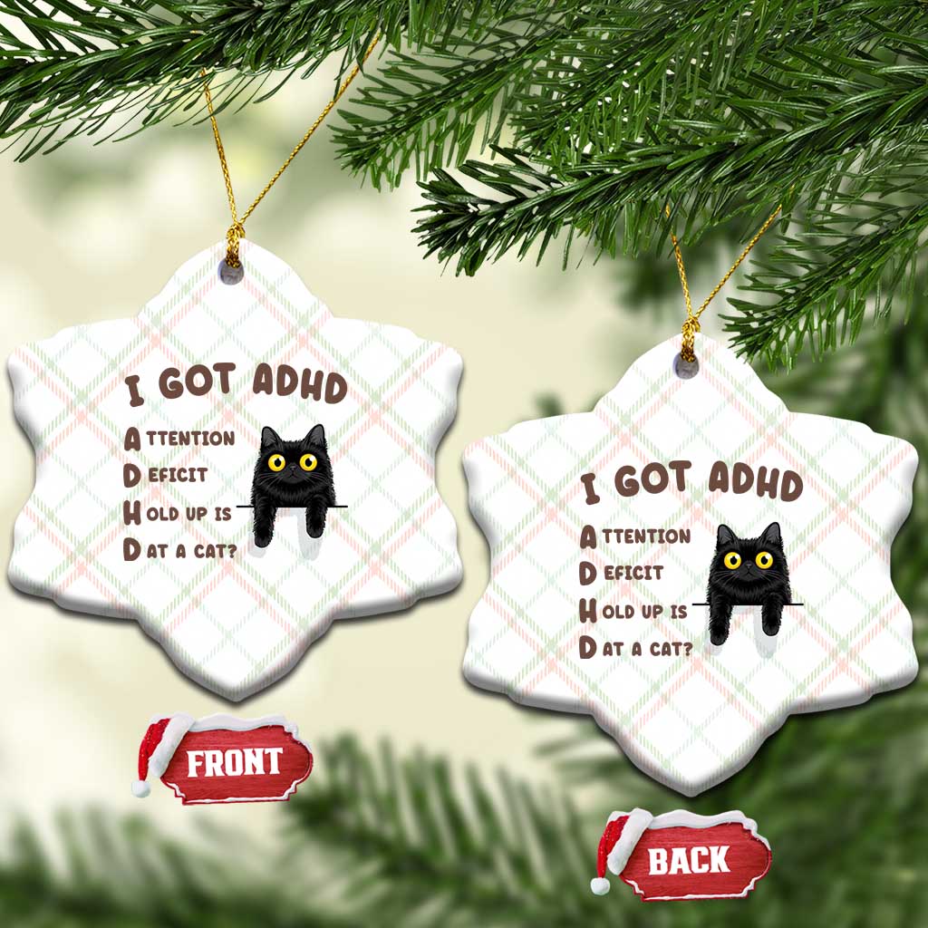 I Got ADHD is that A Cat Ceramic Ornament Funny Cat Lover