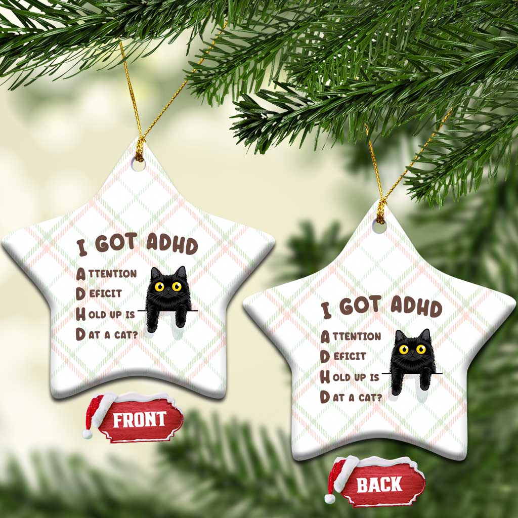I Got ADHD is that A Cat Ceramic Ornament Funny Cat Lover