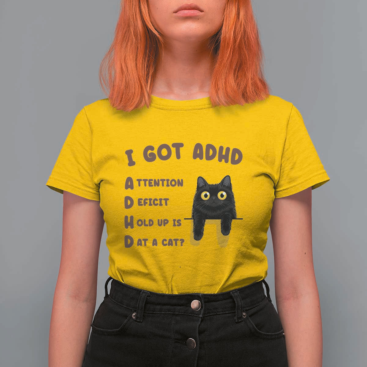 I Got ADHD is that A Cat T Shirt For Women Funny Cat Lover