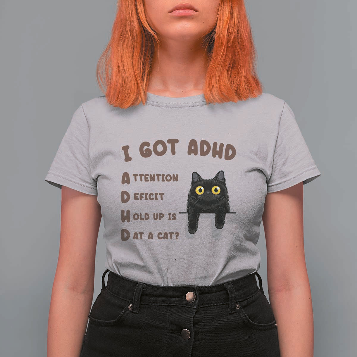 I Got ADHD is that A Cat T Shirt For Women Funny Cat Lover
