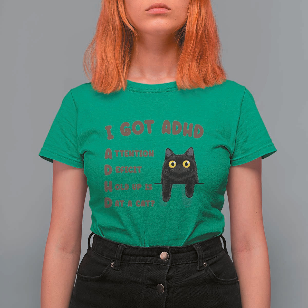 I Got ADHD is that A Cat T Shirt For Women Funny Cat Lover
