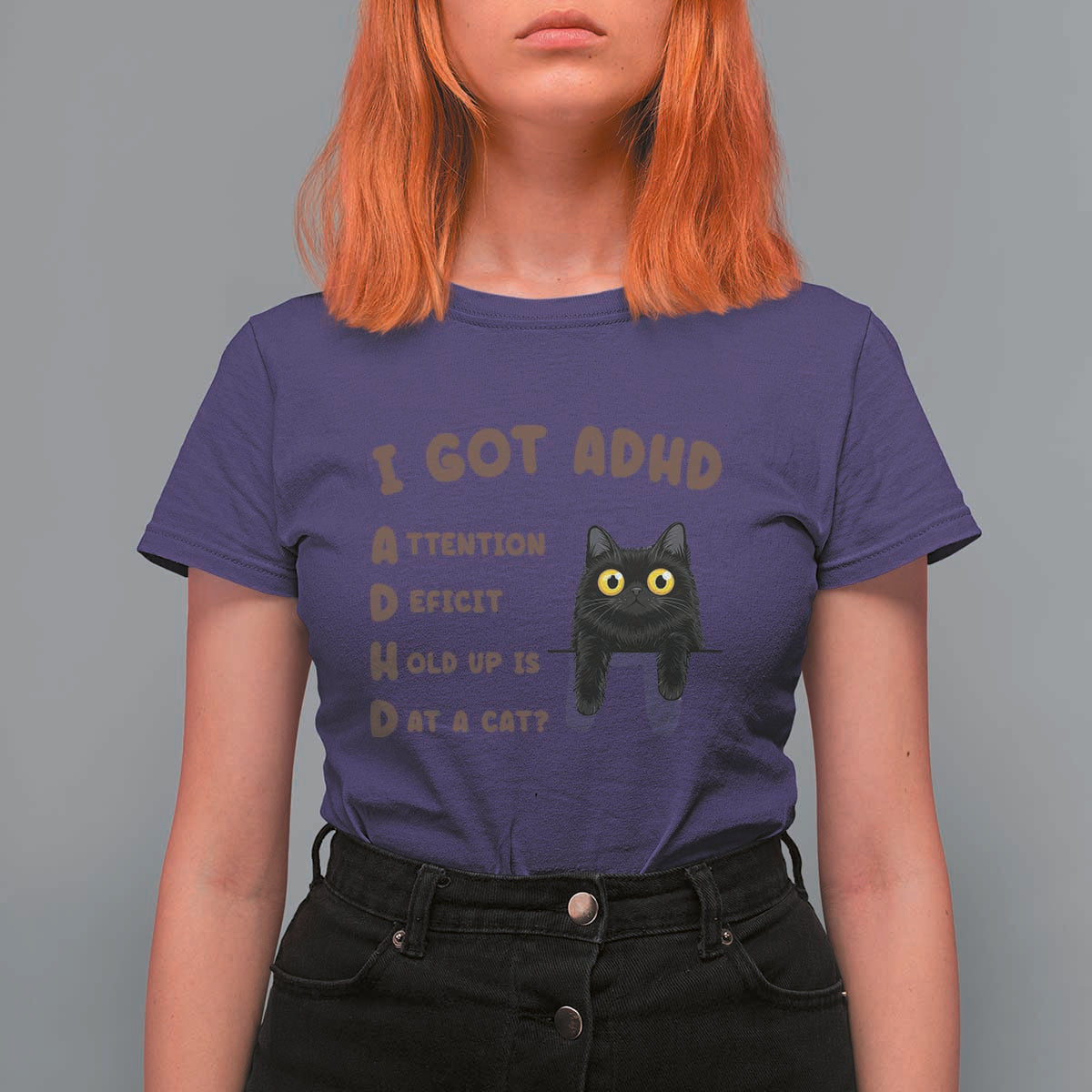 I Got ADHD is that A Cat T Shirt For Women Funny Cat Lover