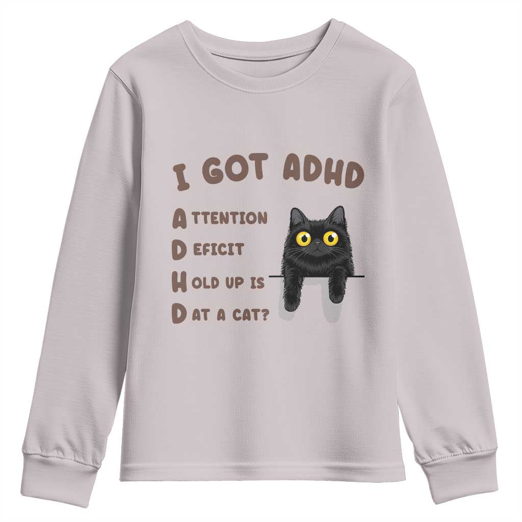 I Got ADHD is that A Cat Youth Sweatshirt Funny Cat Lover