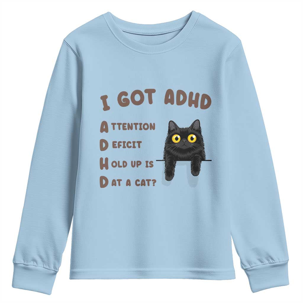 I Got ADHD is that A Cat Youth Sweatshirt Funny Cat Lover