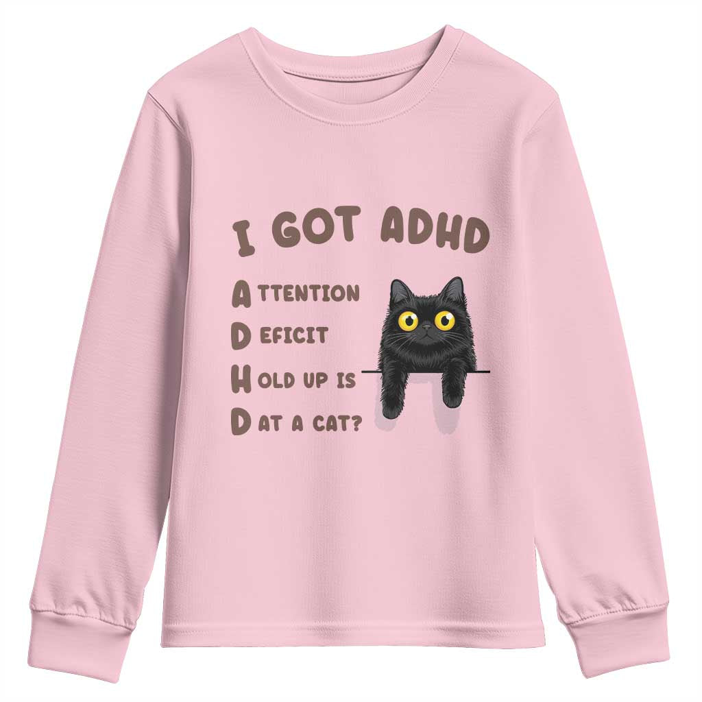 I Got ADHD is that A Cat Youth Sweatshirt Funny Cat Lover