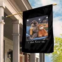 Funny Punch Monkey Baseball Garden Flag I Live Here Now Ballpark Graphic