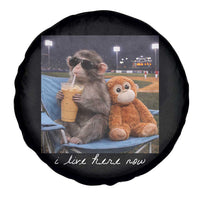 Funny Punch Monkey Baseball Spare Tire Cover I Live Here Now Ballpark Graphic