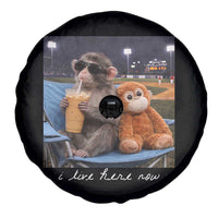 Funny Punch Monkey Baseball Spare Tire Cover I Live Here Now Ballpark Graphic