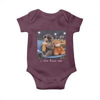 Funny Punch Monkey Baseball Baby Onesie I Live Here Now Ballpark Graphic
