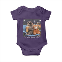 Funny Punch Monkey Baseball Baby Onesie I Live Here Now Ballpark Graphic