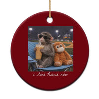 Funny Punch Monkey Baseball Ceramic Ornament I Live Here Now Ballpark Graphic