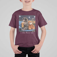 Funny Punch Monkey Baseball T Shirt For Kid I Live Here Now Ballpark Graphic